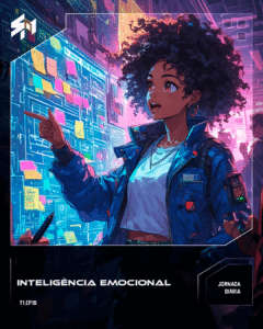 Maya ao lado de um mural.